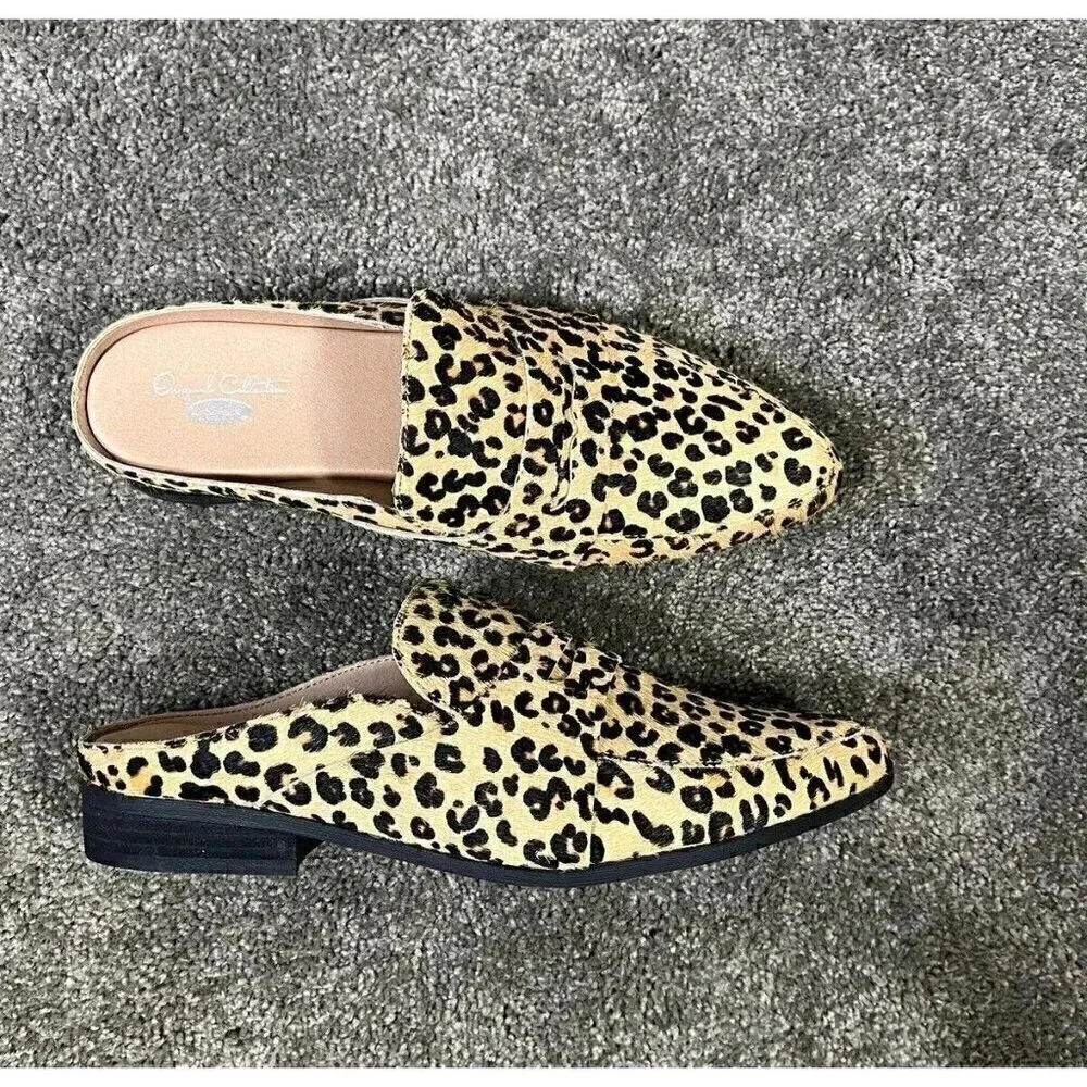 Dr Scholl Original Collection Calf Hair Cheeta Print Mules Size 7.5 New #mobwife